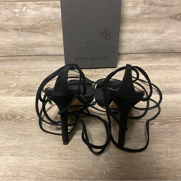 Tony Bianco | Fleur Lace Up Sandals In Black Suede Size 9 NEW - Picture 7 of 12
